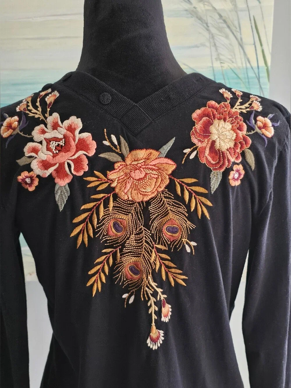 Johnny Was Embroidered Long Sleeve Tee - Picture 4 of 10
